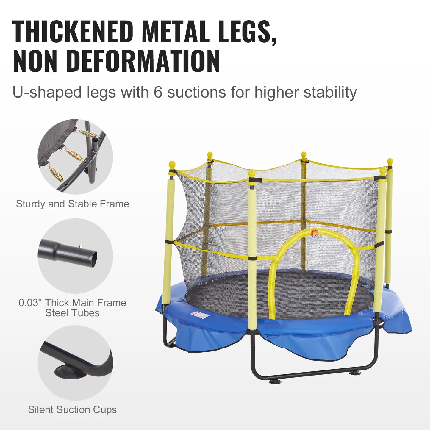 VEVOR Trampoline For Kids Indoor Outdoor Enclosure Net