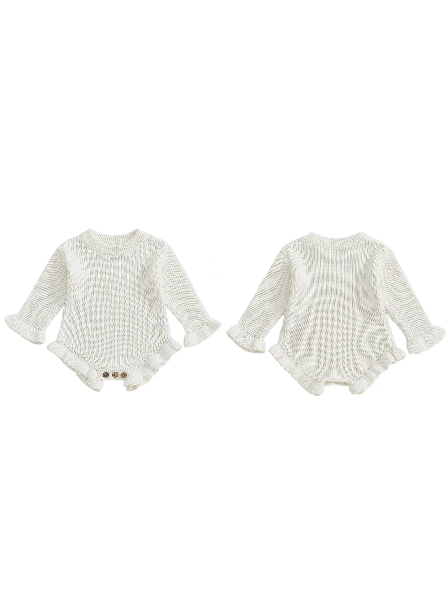 Guangdong Baby Knitted Bodysuit Round Neck Ruffled Sleeves