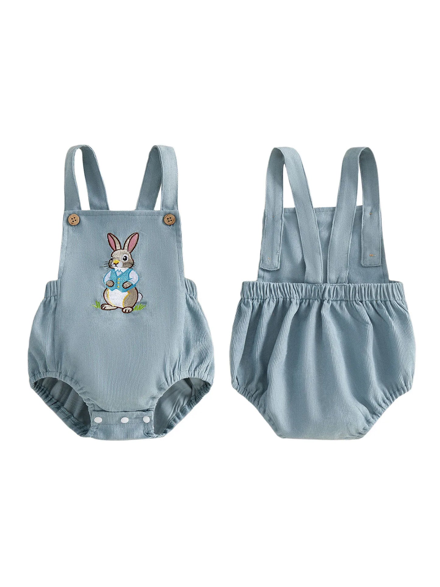 Infant Easter Bunny Romper Sleeveless Newborn Baby Jumpsuit Embroidered Rabbit