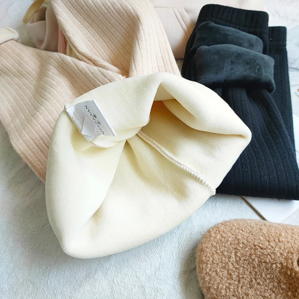 Chirarrose Kids Warm Cashmere Pants Girls Velvet Trousers