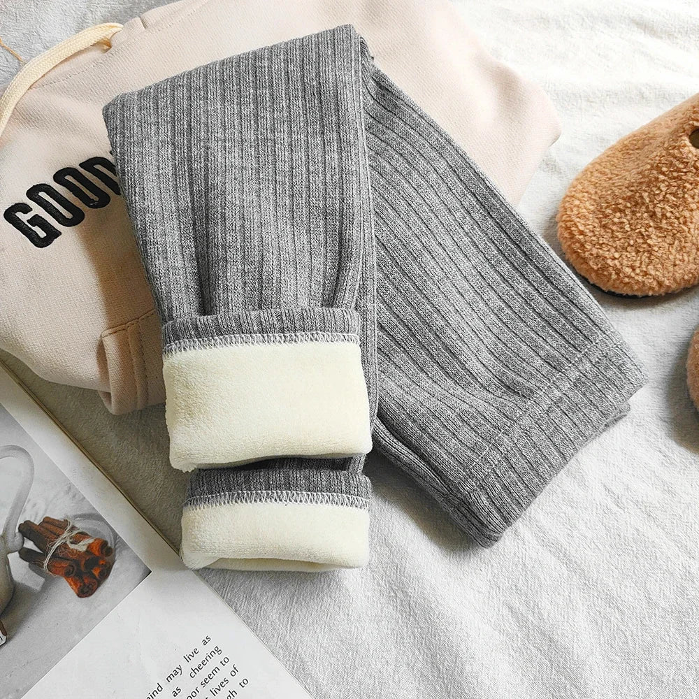 Chirarrose Kids Warm Cashmere Pants Girls Velvet Trousers
