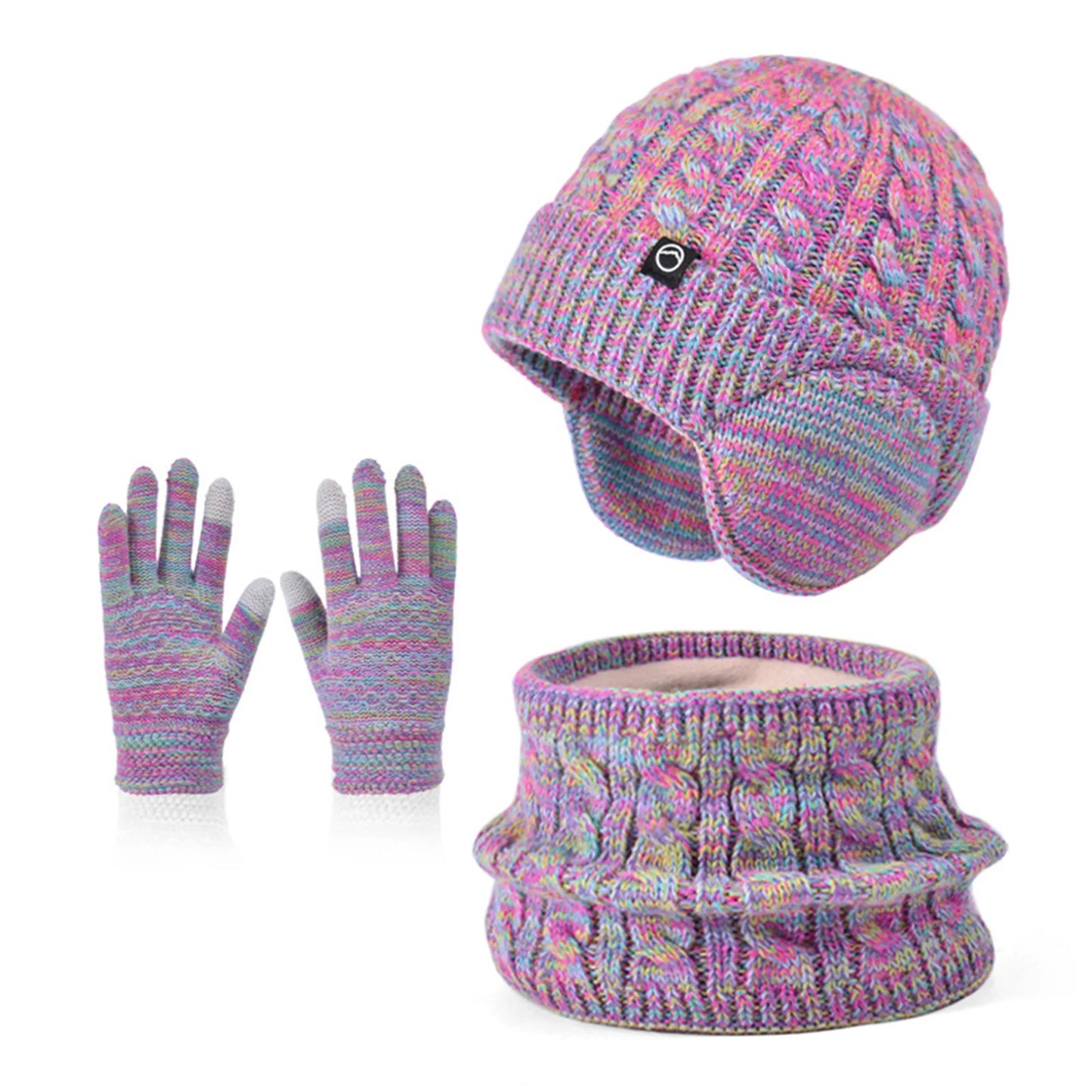 WinterKnit Hat Scarf and Gloves Set for Children ThermalInsulationAllWeatherProtection