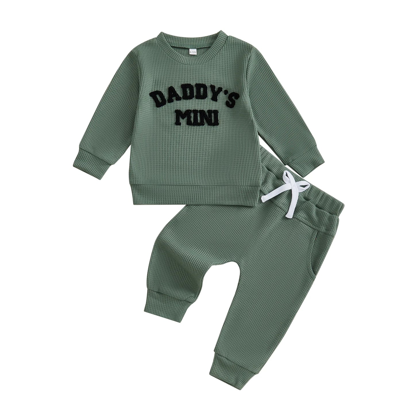 Toddler Boy Autumn Waffle Set With Embroidered Letters