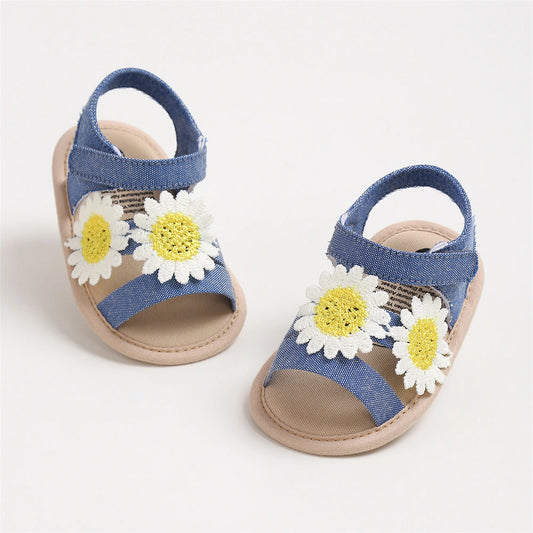 Cute Baby Floral Sandals With Soft Sole First Walking Shoes