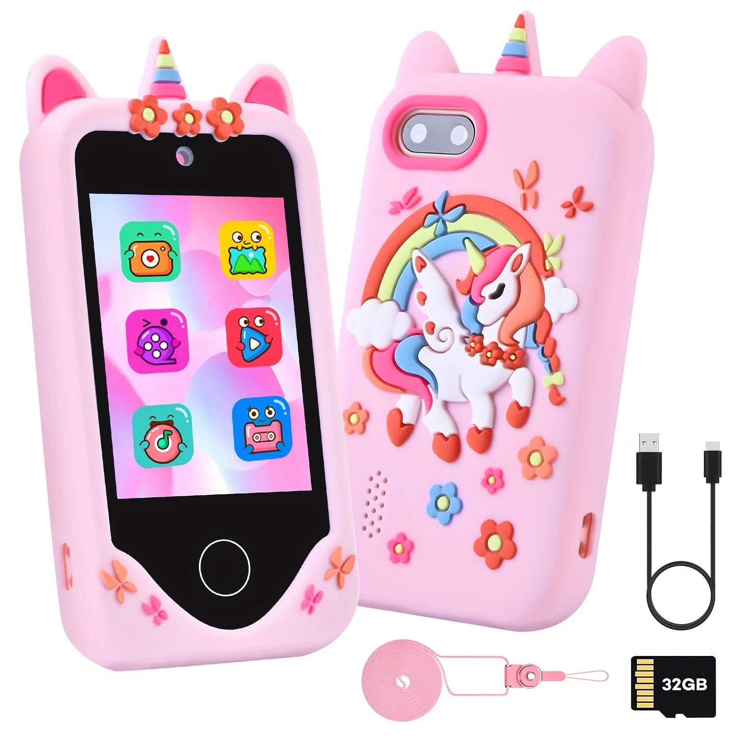 Kids Phone Toy With Touchscreen HD Dual Camera 32GB Card