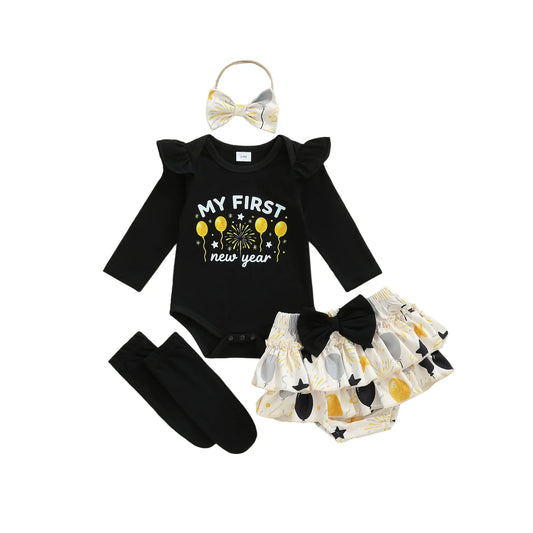 Adorable Baby Girls Jumpsuit And Headband Set With Long Sleeve