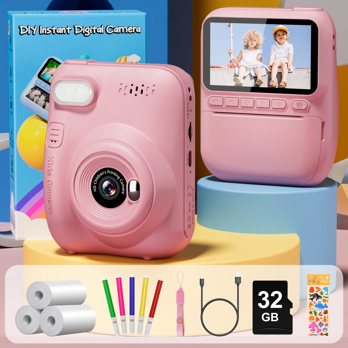 Gofunly Kids Instant Print Camera 1080P Digital Camera