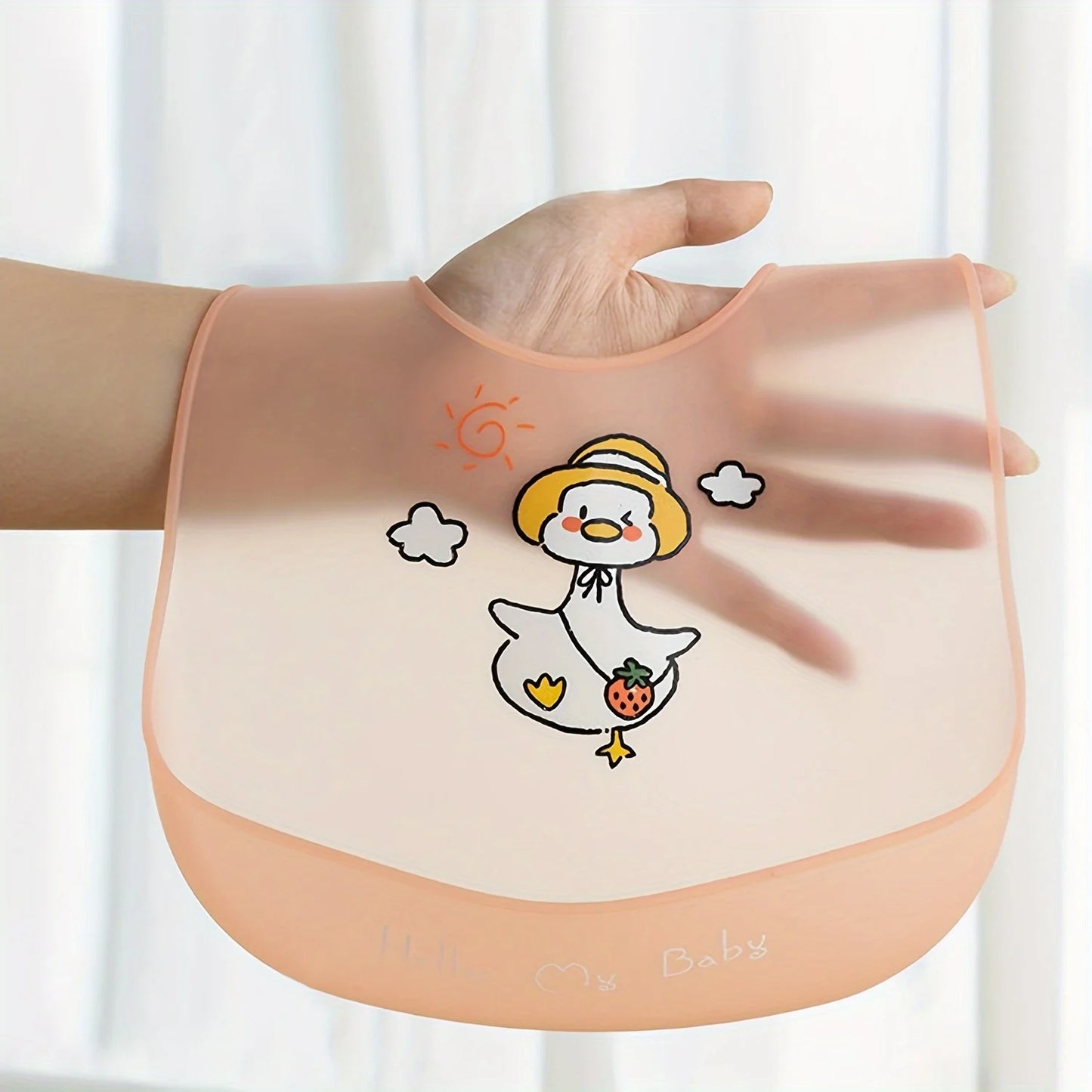 NONECN Waterproof Silicone Baby Bibs Cartoon Animal Print Unisex