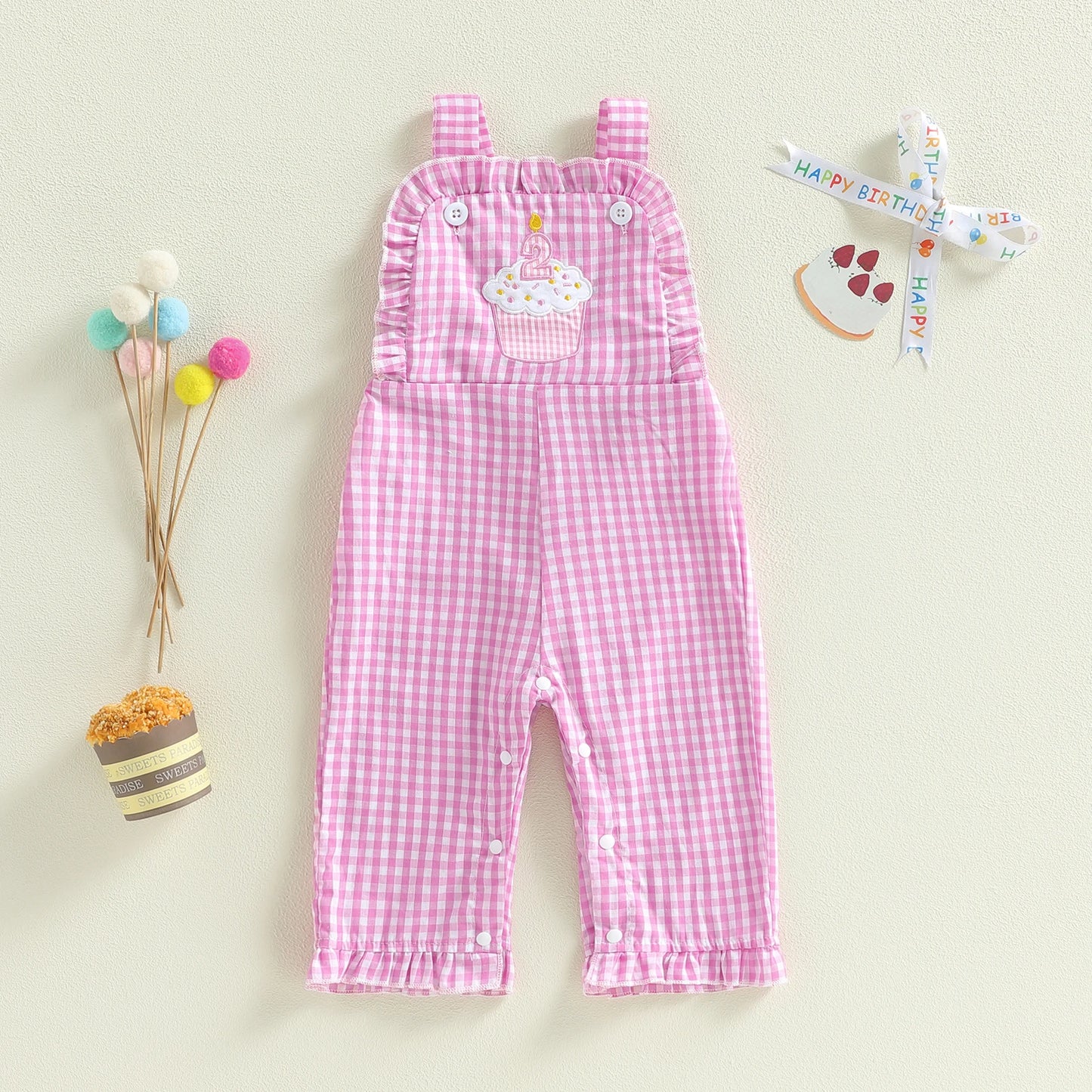 NONECN Denim Overall Dress For Toddler Girls With Floral Embroidery