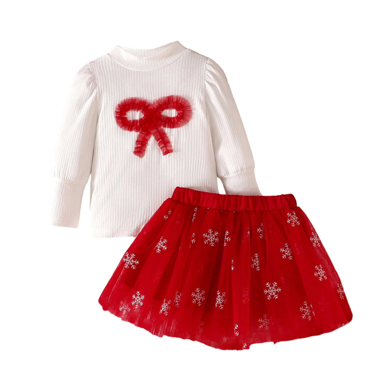 Guangdong CN Baby Girl Winter Outfit Snowflake Print Tutu Set