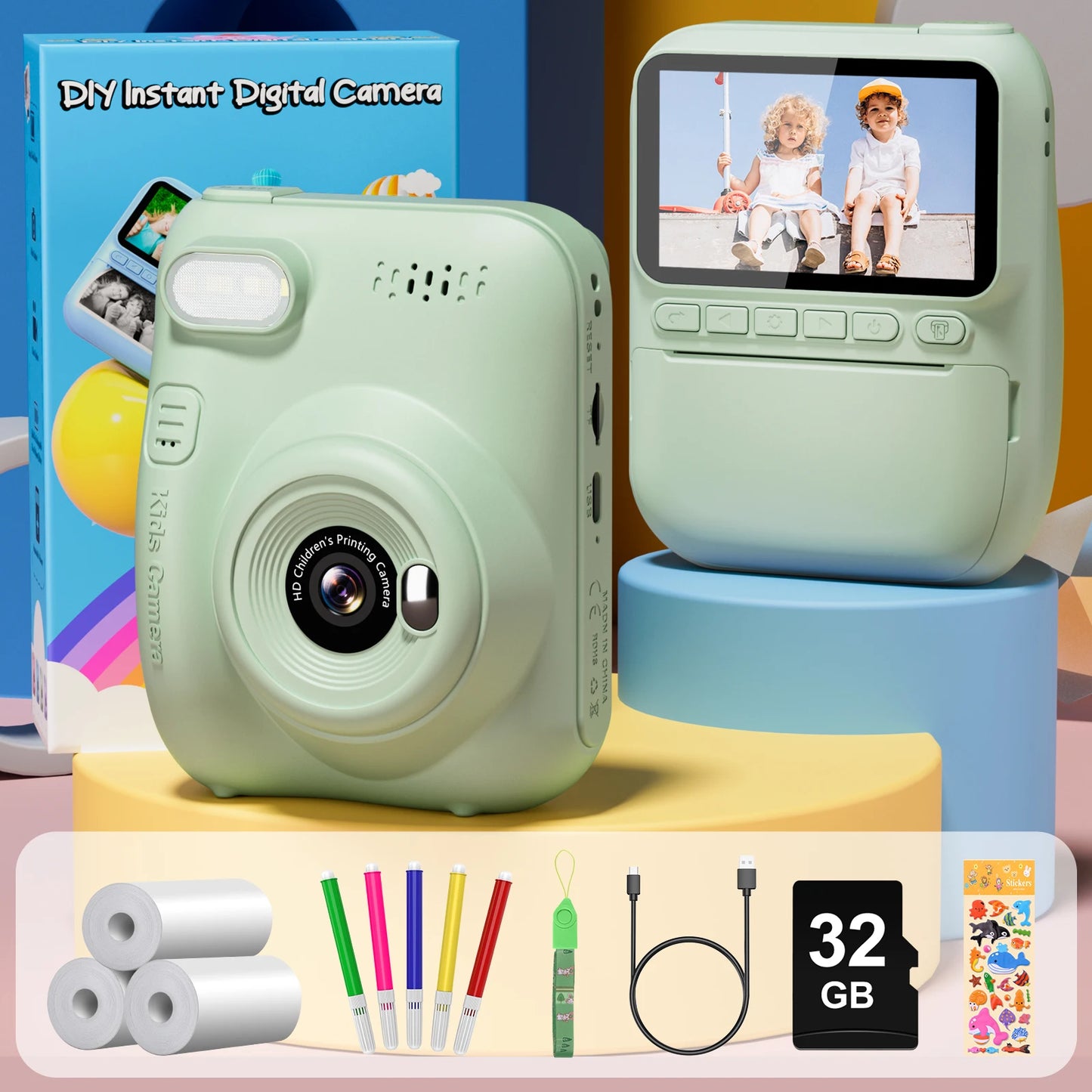 Gofunly Kids Instant Print Camera 1080P Digital Camera