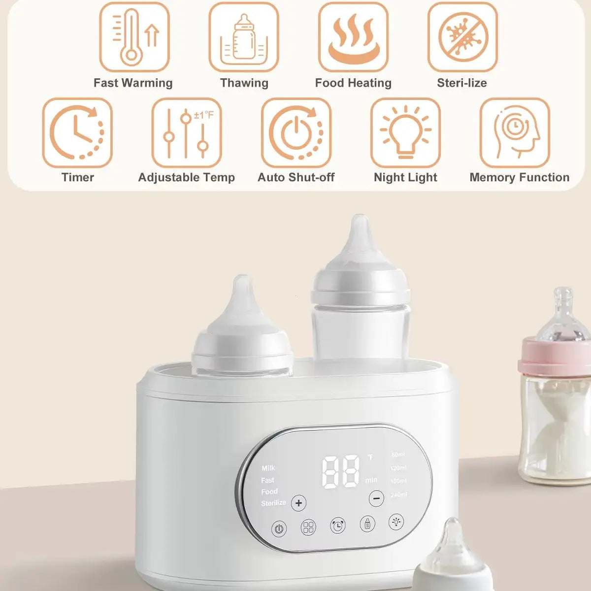 Hignconcerned 10 In 1 Baby Bottle Warmer Dual Heating Timer