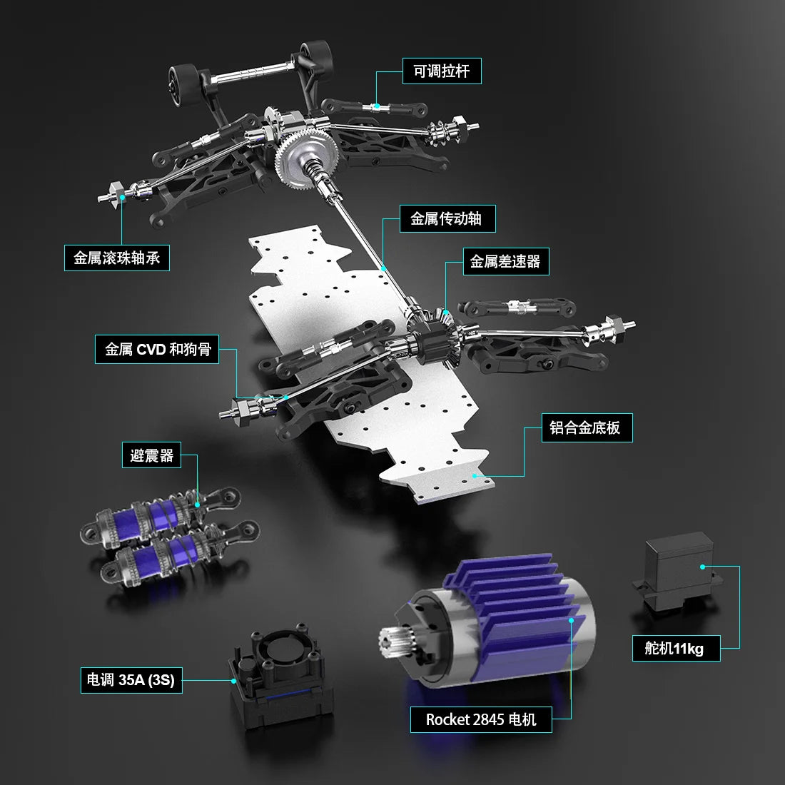 JIUSICE PT14R V3 RC Offroad Brushless Truck High Speed