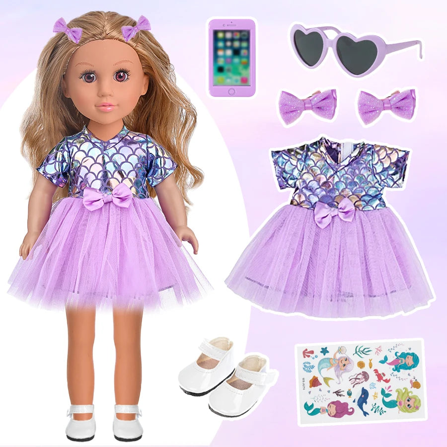 CN Zhejiang Mermaid Dress Doll With Shoes Sunglasses Set