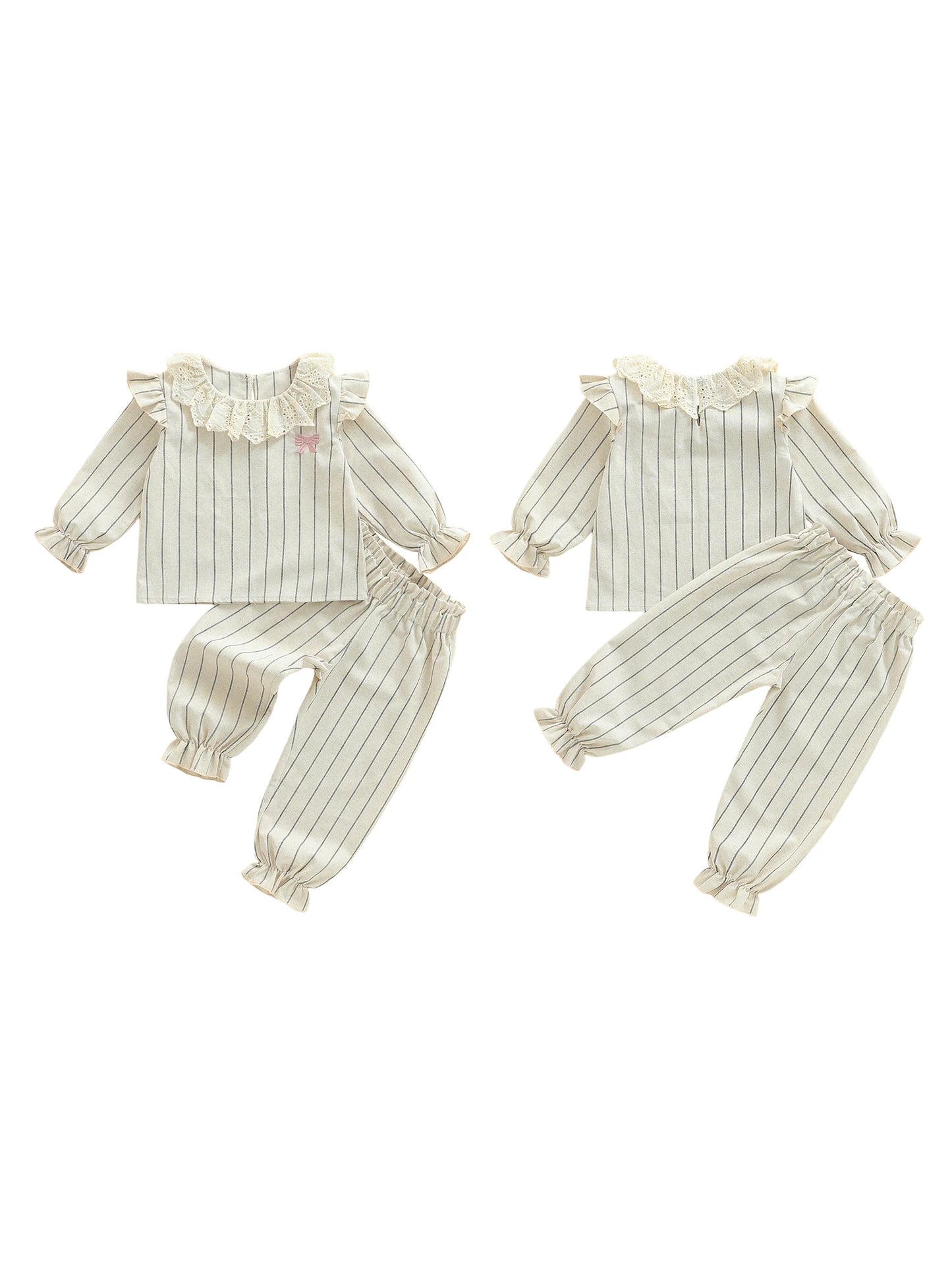 Baby Girls 2 Piece Outfit Set Long Sleeve Bow Top Pants