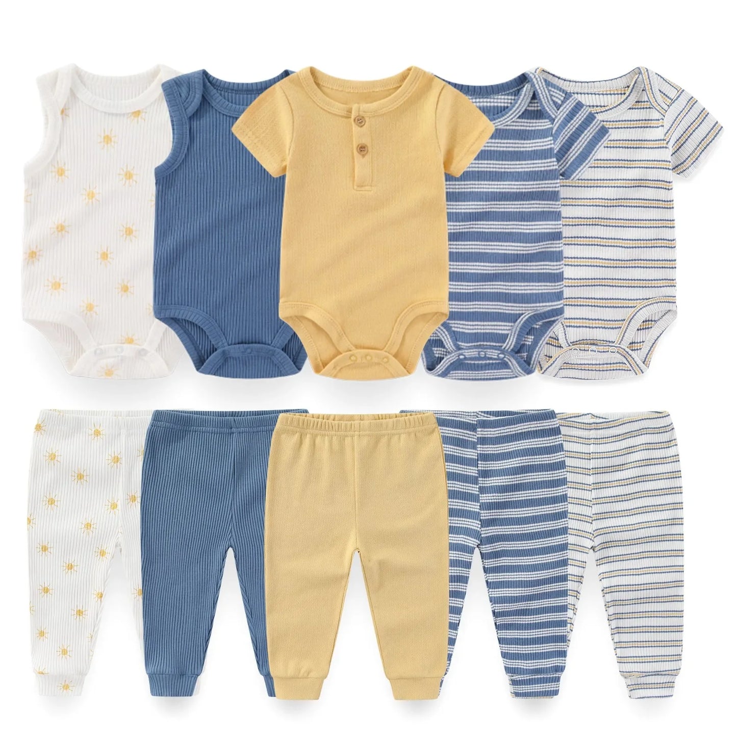 Kiddiezoom Unisex Baby Clothing Set Bodysuits And Pants
