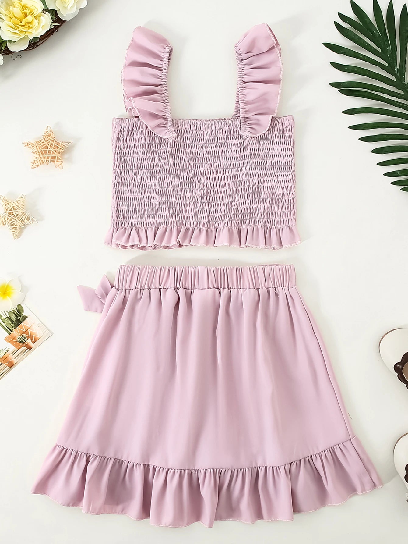 Girls Floral Skirt Set Summer Dress Two Piece Outfit