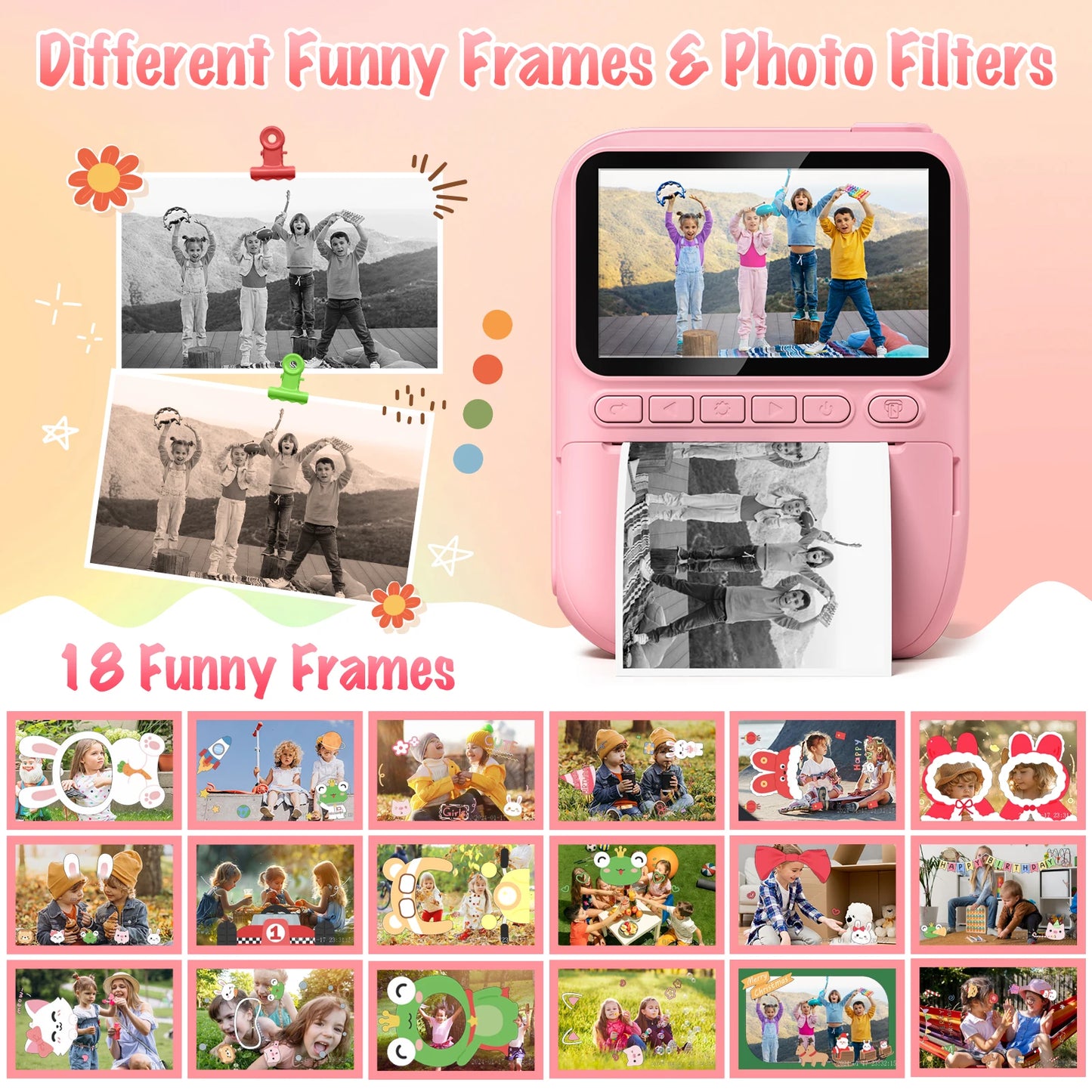 DIAMOOKYCN Instant Print Camera For Kids 32MP 1080P Digital