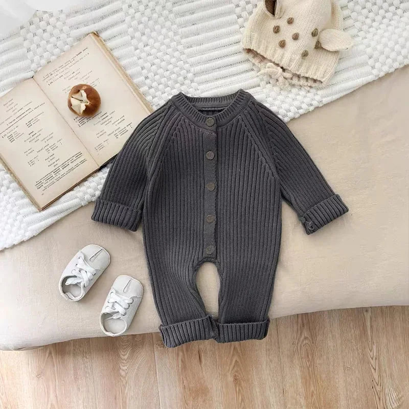 CN Zhejiang Baby Knit Romper Long Sleeve Button Front