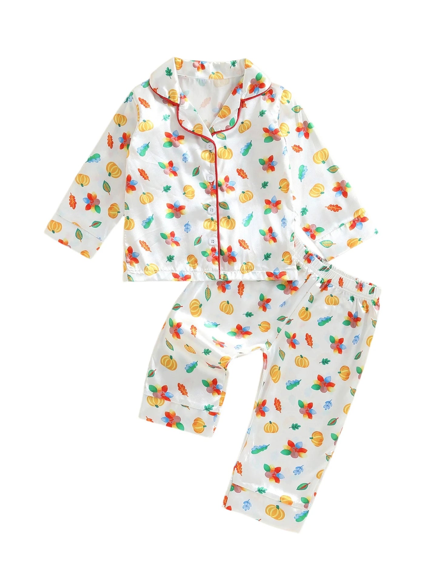 Velvet Toddler Pajama Set Lapel Collar Reindeer Print