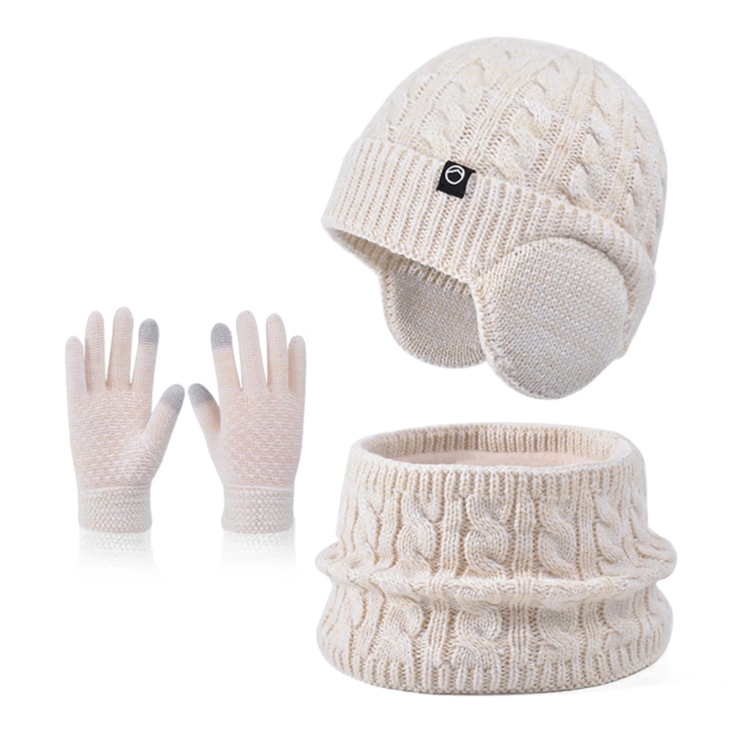 WinterKnit Hat Scarf and Gloves Set for Children ThermalInsulationAllWeatherProtection