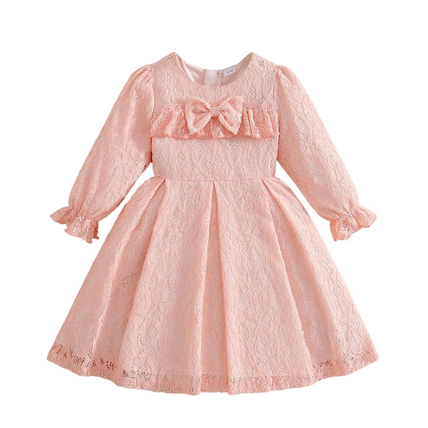 Meihuida Stylish Toddler Girls Long Sleeve Lace Dress With Bow