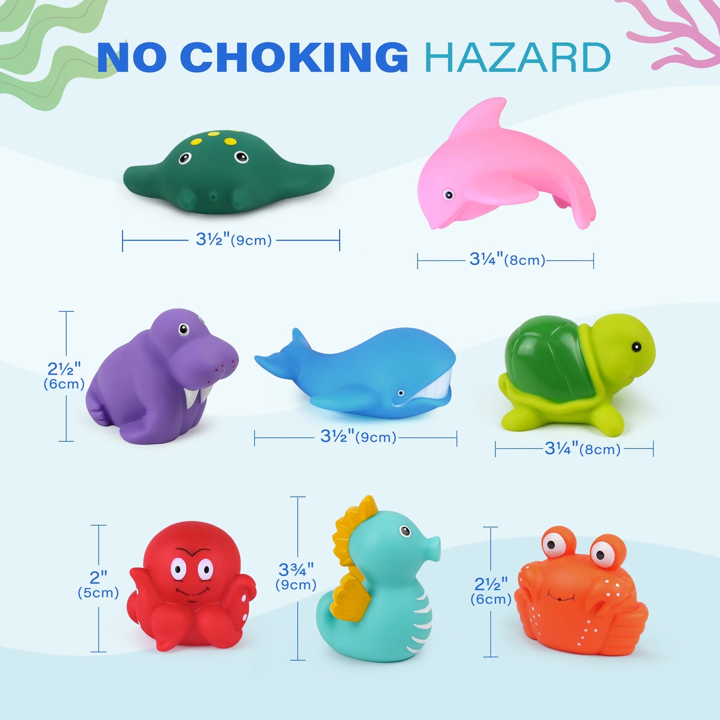 LotFancy 8 Pack Bath Toys Mold Free Ocean Animals Bathtub