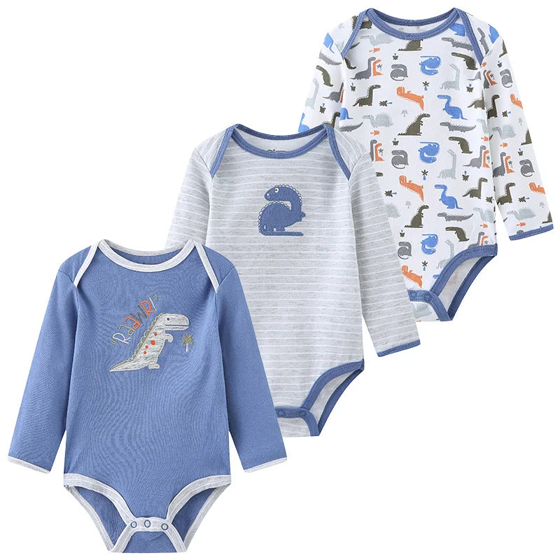 Kiddiezoom Newborn Cartoon Cotton Bodysuits 3 Pack Unisex