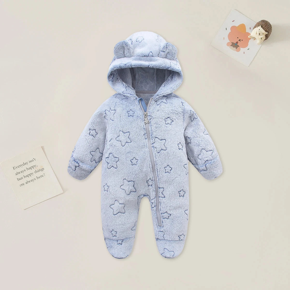 Unisex Cartoon Cotton Newborn Romper Warm Flannel Jumpsuit