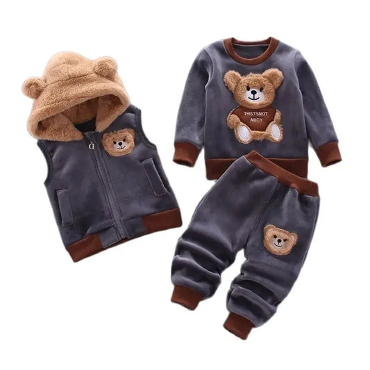 BOTEZAICN Kids Hooded Fleece 3 Piece Winter Clothing Set