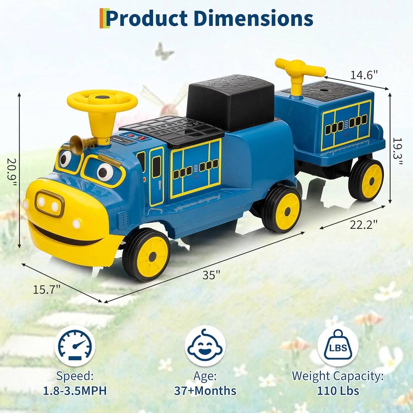 Electronic Two Seater Ride On Train Trackless 12V Vehicle Toddlers