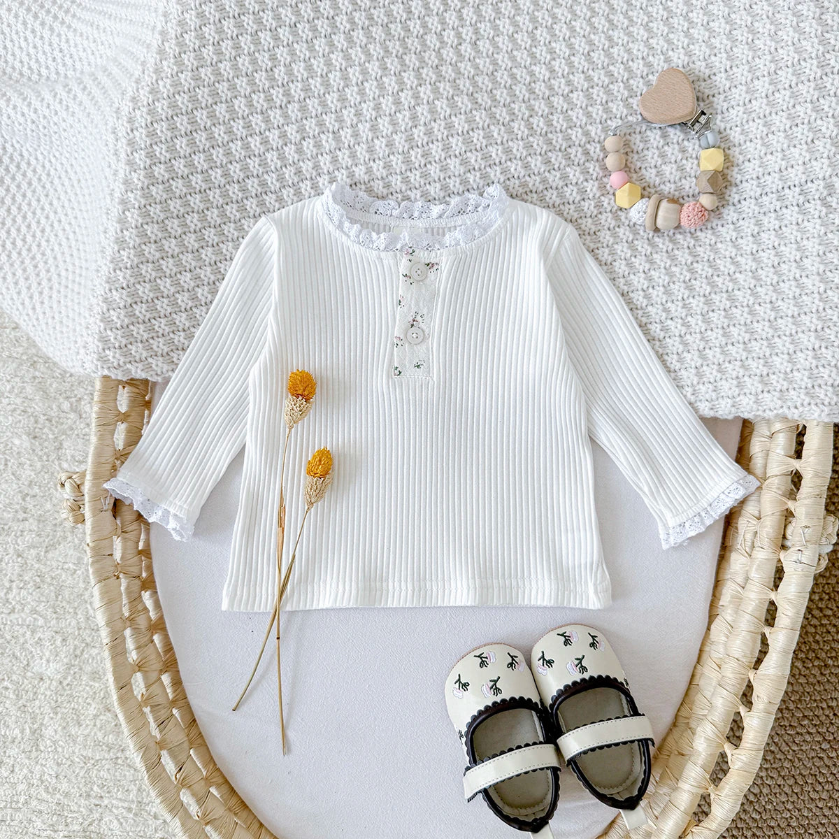 Floral Baby Unisex Cotton Jersey Long Sleeve Polo Shirt