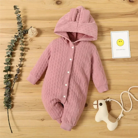 CN Guangdong Baby Hooded Romper Unisex Knit Long Sleeve