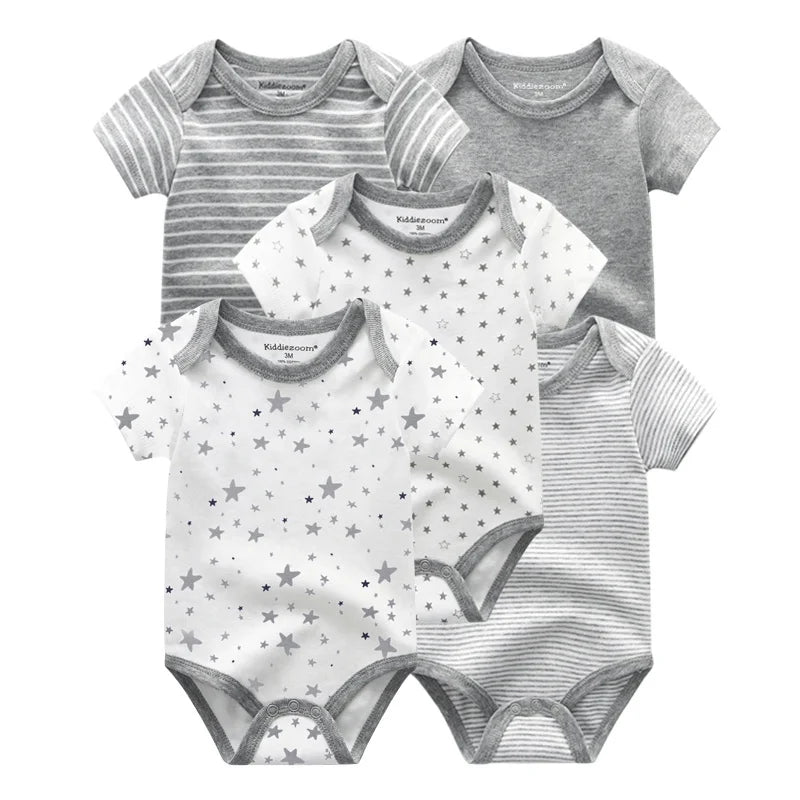 Kiddiezoom Summer 5 Piece Cartoon Bodysuits For Newborns
