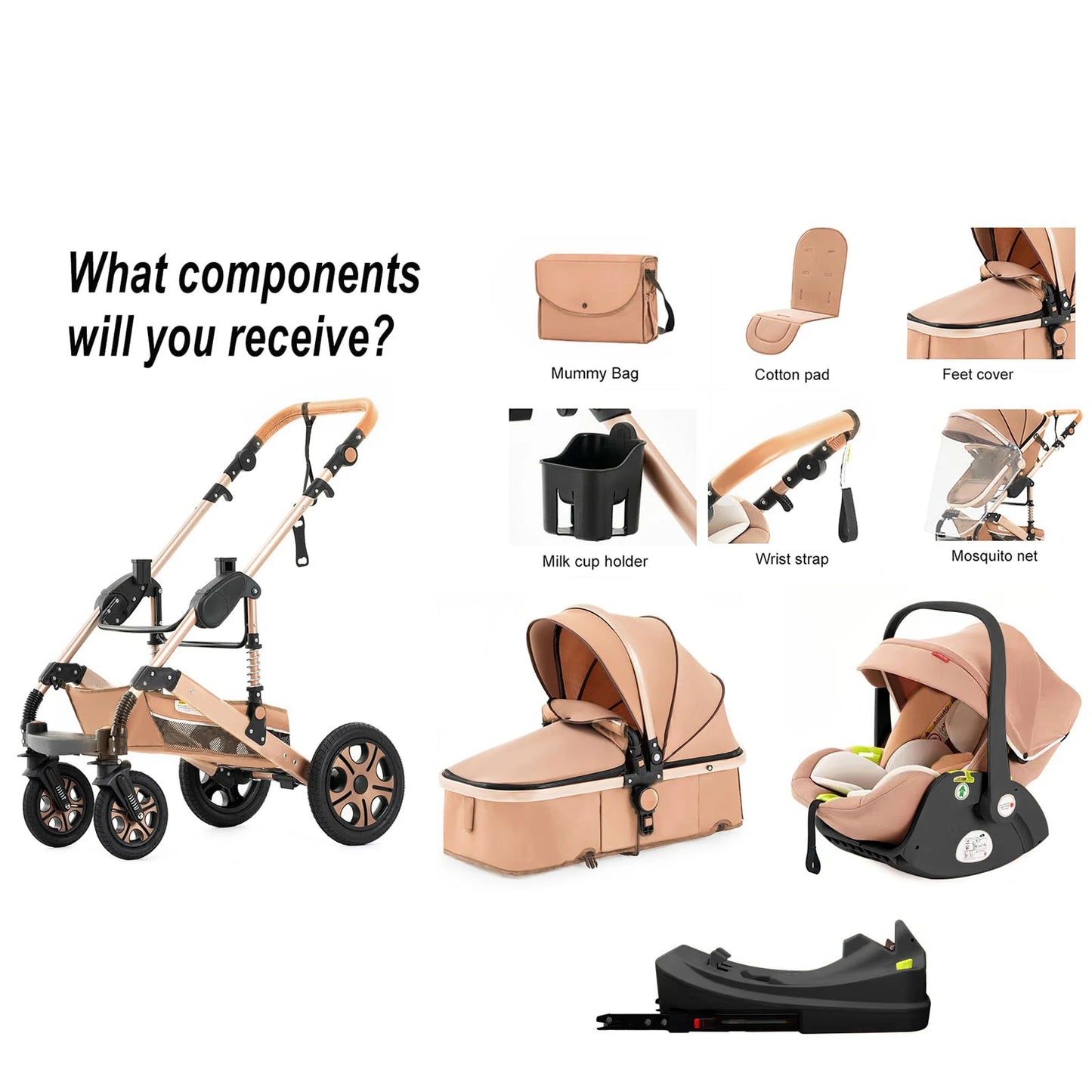SteAnny 3 In 1 Baby Stroller Travel With Isofix Base
