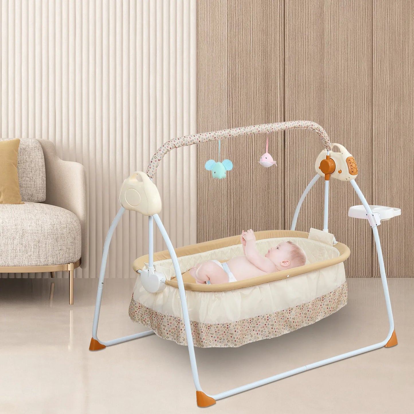 Hign-concerned Portable Bluetooth Baby Swing Bassinet Crib
