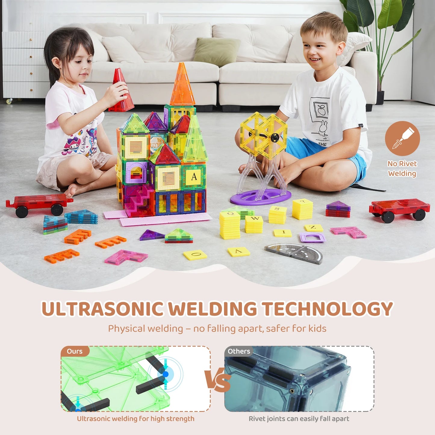 SucceBuy Magnetic Tiles Building Set for Toddlers and Kids