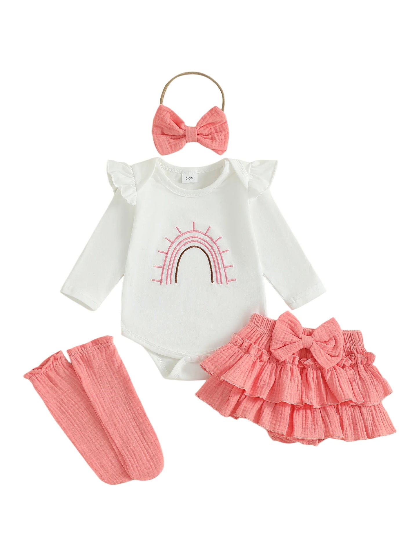 Guangdong Toddler Girls Autumn 4 Piece Romper Headband Set