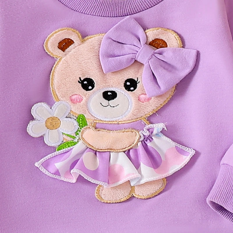Pudcoco Cute Toddler Girl Autumn Three Piece Bear Set