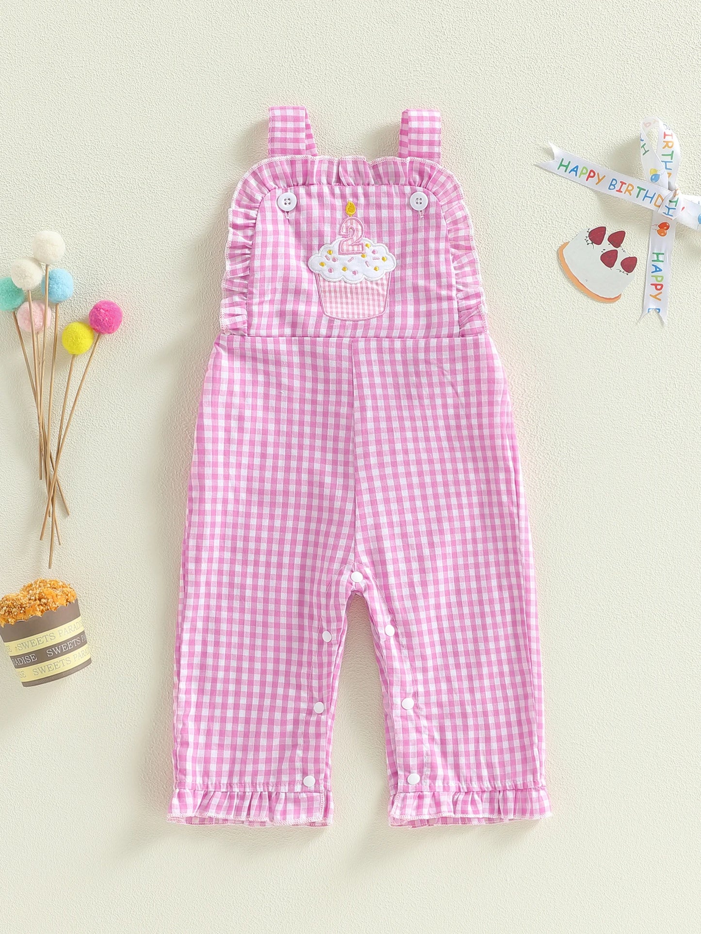 NONECN Denim Overall Dress For Toddler Girls With Floral Embroidery