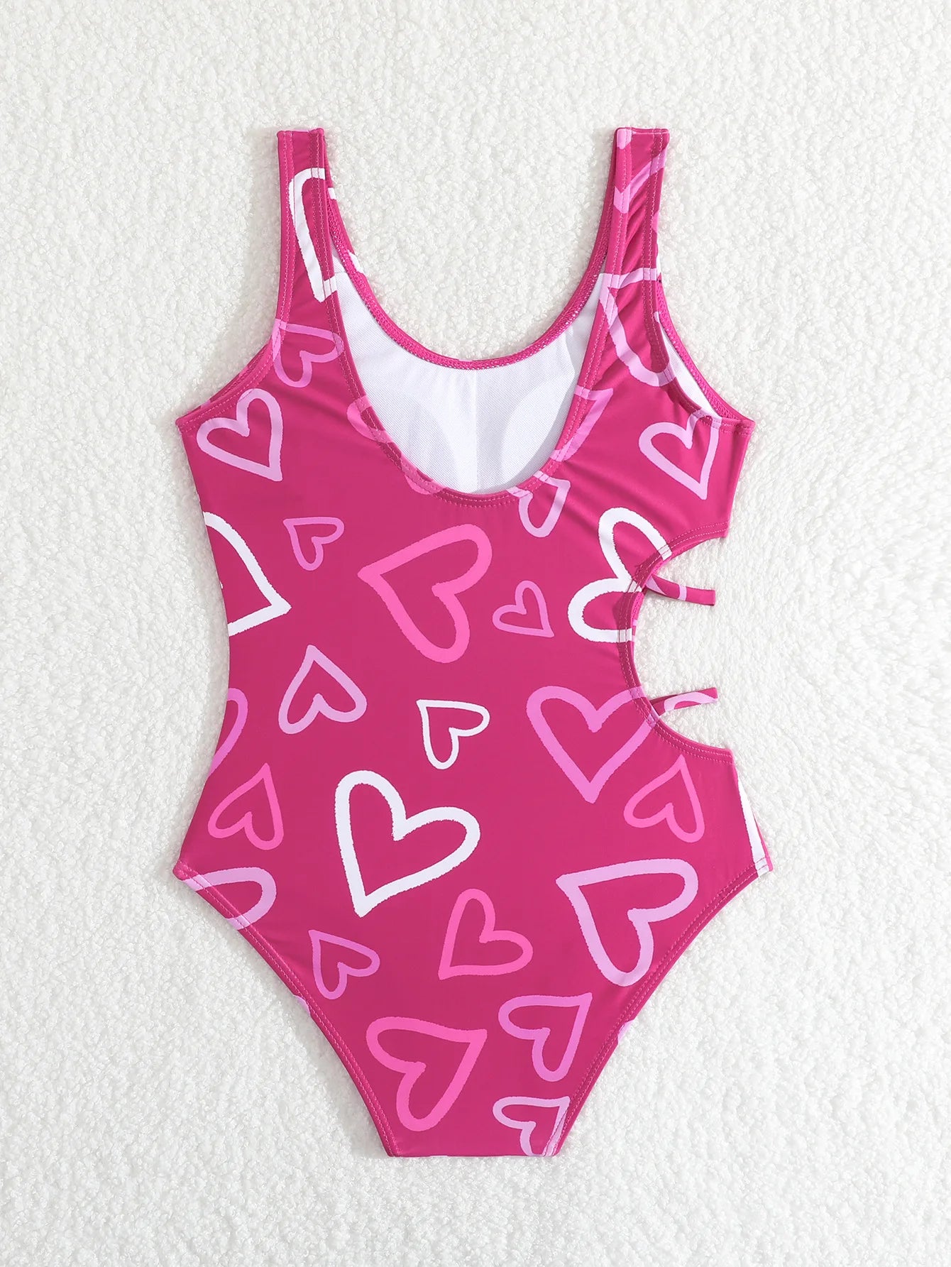 NONECN Heart Print Girls One Piece Swimsuit