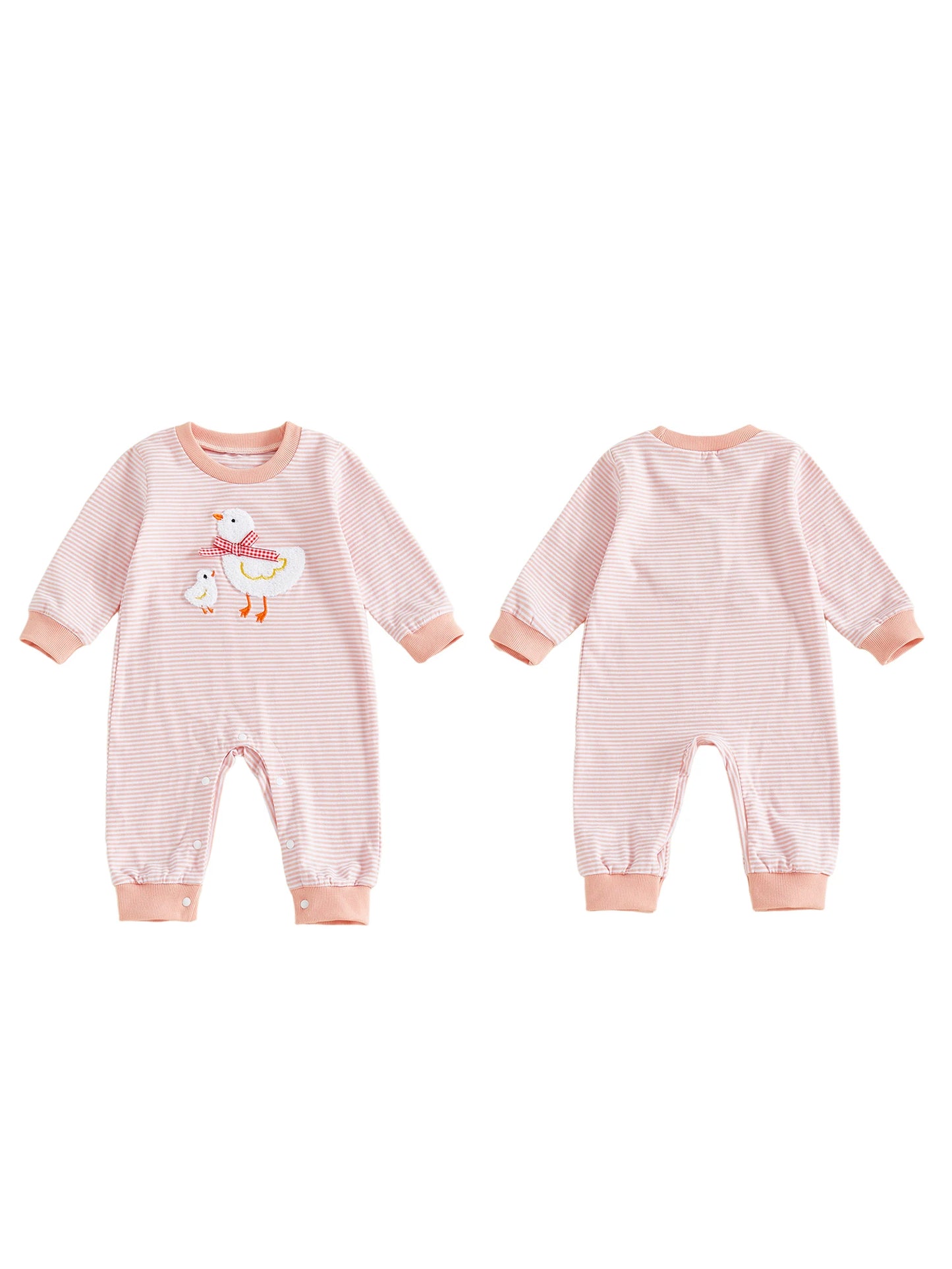 Infant Bear Applique Bodysuit Romper With Button Closure