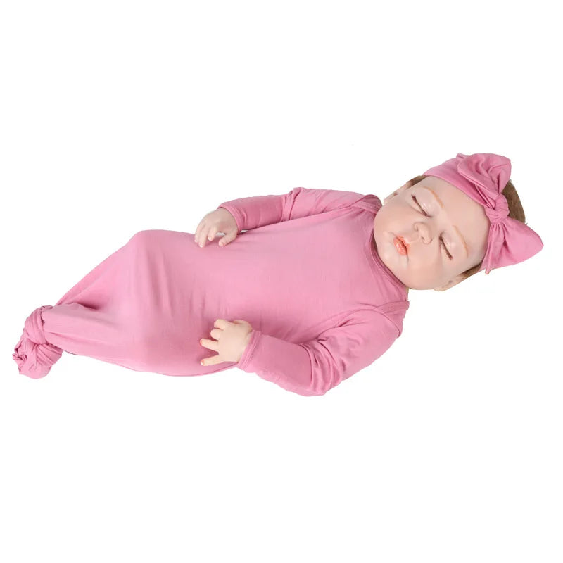 Gloriou Newborn Cotton Footed Jumpsuit And Headdress