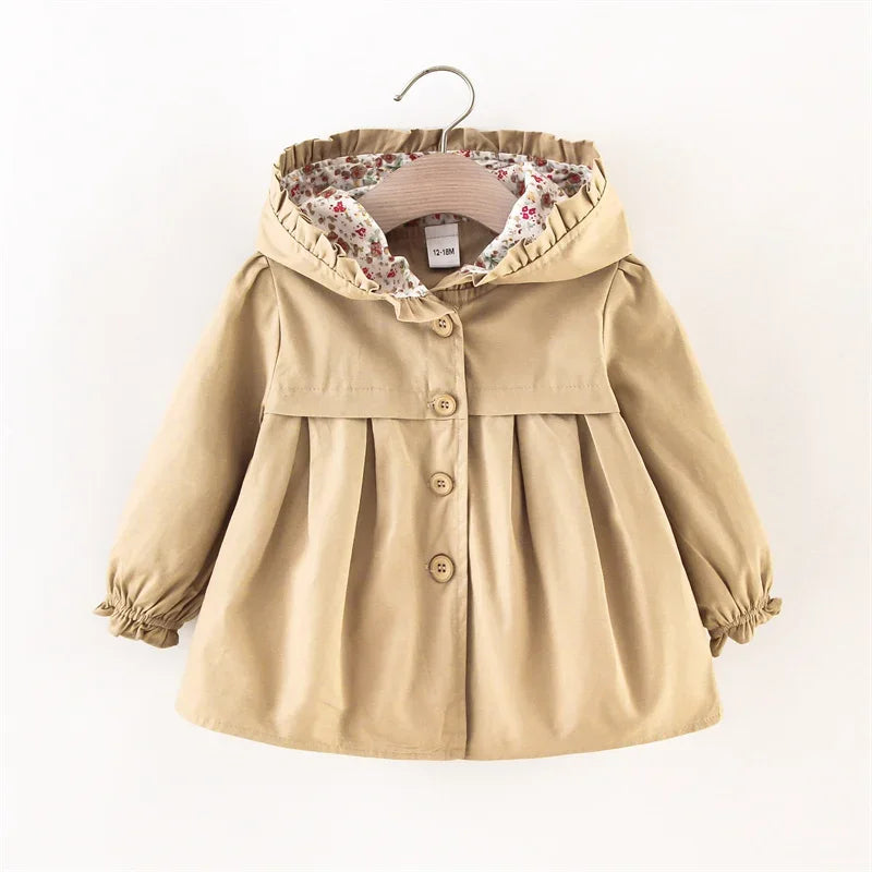 Newborn Baby Girl Hooded Windbreaker Coat Outerwear