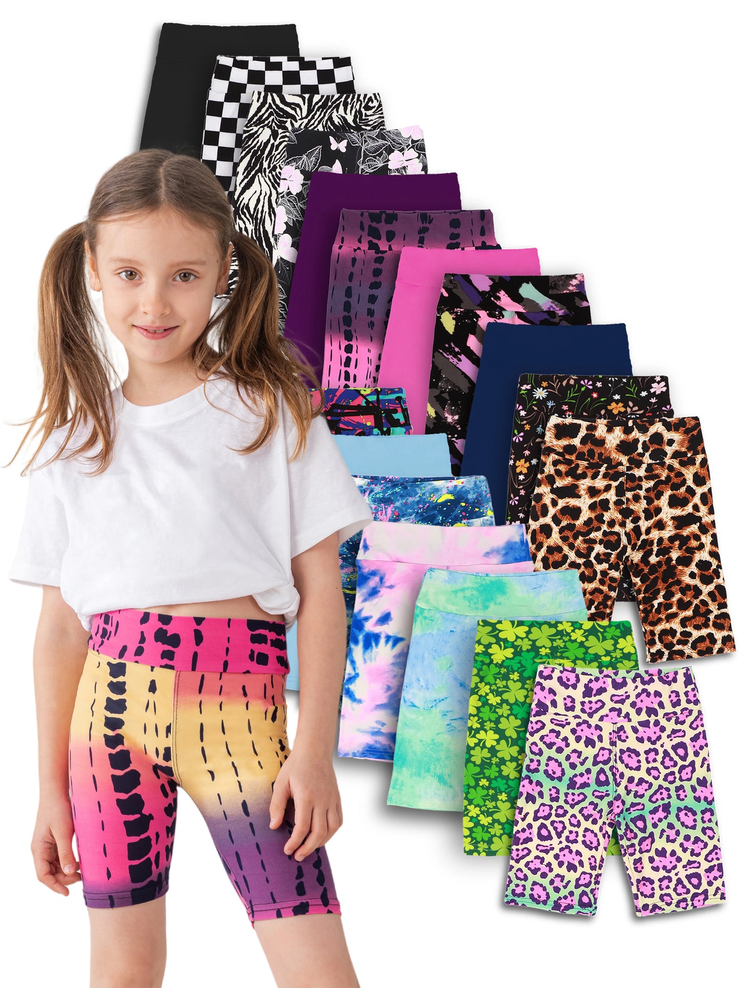 Girls Yoga Shorts 5 Pack Soft Stretch Bermuda High Waist Leggings