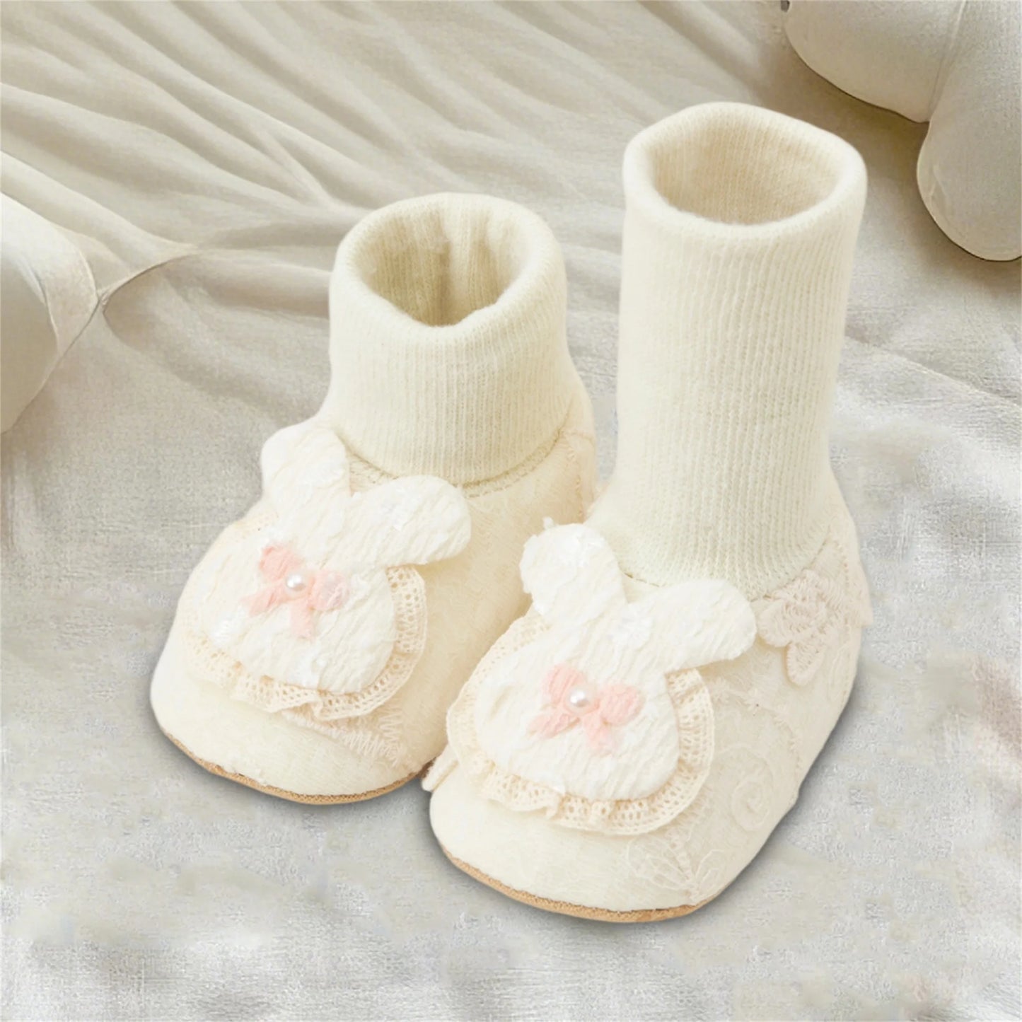 Baby First Walkers Non Slip Shoes With Rabbit Bow Sole