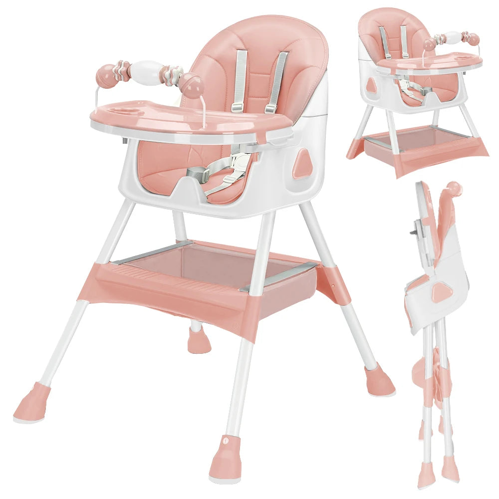 UBRAVOO Foldable Baby High Chair With Antislip Pad Toy Rack