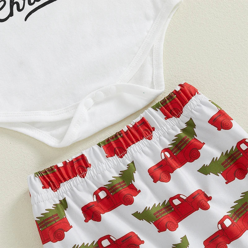 PudcocoCN Baby Christmas Romper Set With Hat And Pants