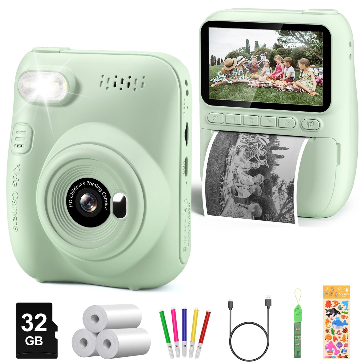 DIAMOOKYCN Instant Print Camera For Kids 32MP 1080P Digital