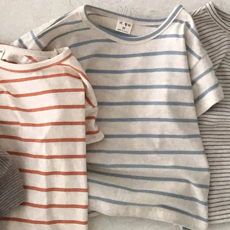 Sonkpuel Baby Boy Stripe Shirt Cotton Summer Short Sleeve